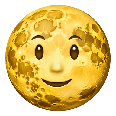 Glowing full moon with a bold, bright "S" on its surface and a faint "F" hidden in the texture, emoji style. sticker