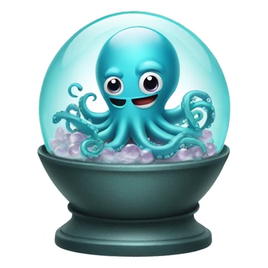 Happy octopus surgeon on top of a crystal ball sticker