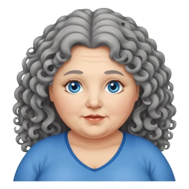  chubby 50 years olde woman with grey long curly hair and bleu eyes sticker
