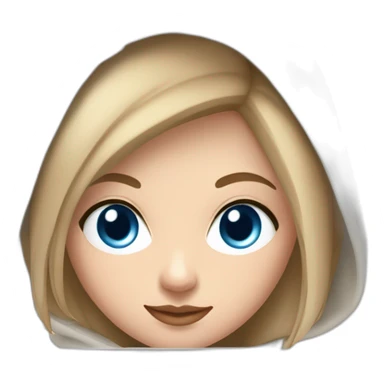 beautiful girl with computer,blue eyes,beautiful girl with short hair with computer,blue eyes,white skin, makeup, hoodie,short light-brown hair,code in background sticker