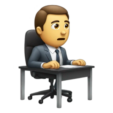 job interview desk man perplexed sticker