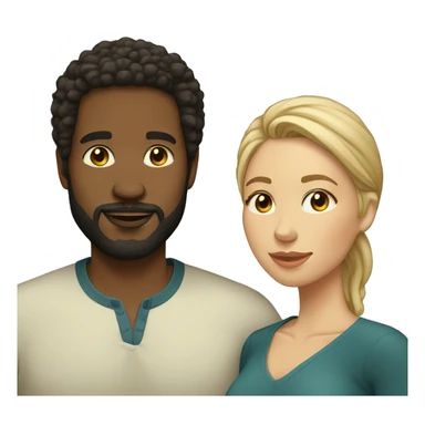 Couple black man with beard and very light skinned woman sticker