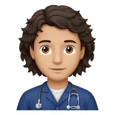 male dark brunette wavy hair navy scrub vet


 sticker