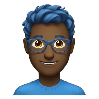 blue nerd face sticker