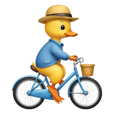 Cute yellow duck riding a bike sticker