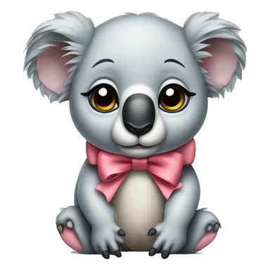 Baby koala with a sad face and coquette bow sticker