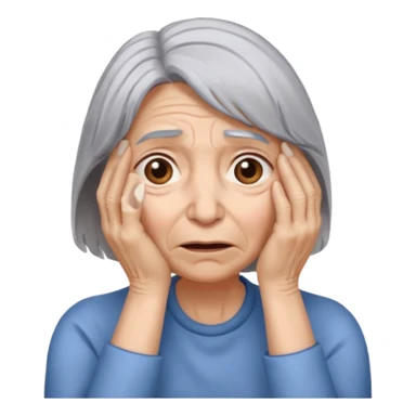 woman with gray hair and 1 palm of hand covering face in exasperation sticker