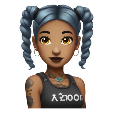 Tattooed girl with space buns and side bang sticker