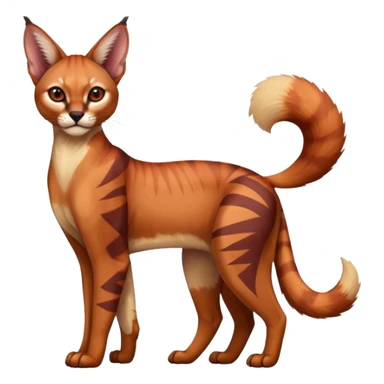 Patterned marked elegant slim furry cute beautiful cool edgy Caracal-Sphynx-Red-Panda-fusion-hybrid-animal-creature, full body sticker