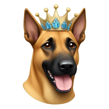 Belgian malinois wearing crown sticker