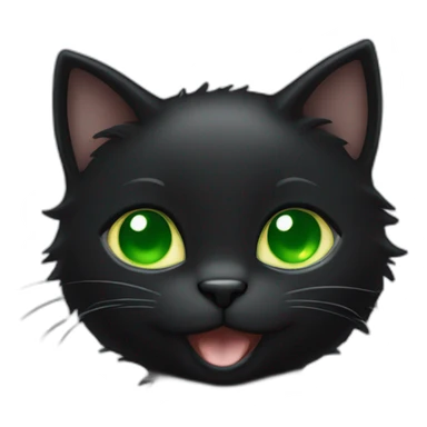 totally black kitten with green eyes laughs sticker