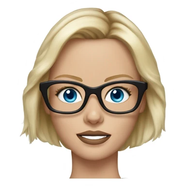 ultra realistic charlize theron wearing shirt and glasses with blue eyes  sticker