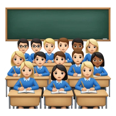 Создай комекс 24 учиника и учительницы в школе за партой sticker