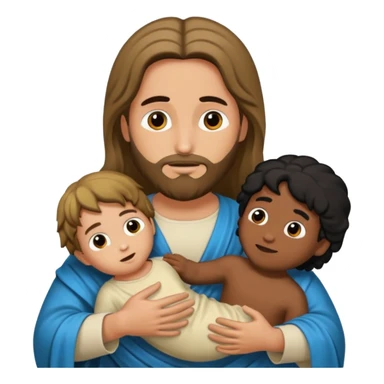 Jesucristo abrazado de un niño con pelo negro sticker