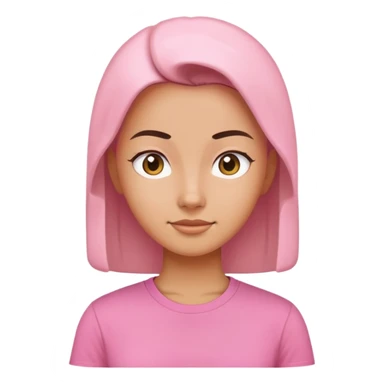 female character with oval-shaped head with flat top wearing a pink t-shirt sticker