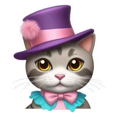 cat wearing a ballerina outfit and bowler hat sticker
