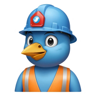 twitter bird wearing a hardhat sticker