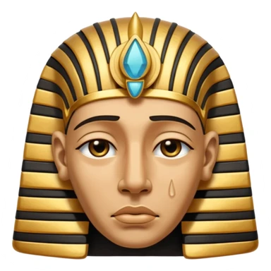 Discord emoji for "RA Silkroad", Ancient Egyptian theme, crying Pharaoh face, cartoonish, colorful, shiny gold accents, small and clear.
 sticker