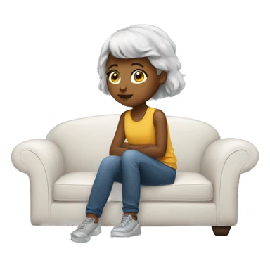 A girl how sit on a couch  sticker