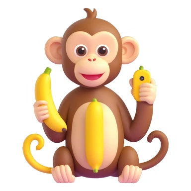 cute monkey pretending to talk on a banana phone sticker