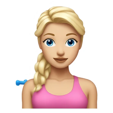 Pilates blonde girl with blue eyes and pink elements sticker