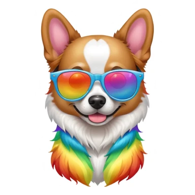 Rainbow dog with sunglasses sticker