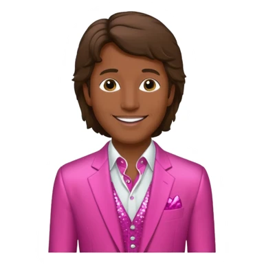 Andy Gibb with dark pink dress shirt, white sequin suit jacket sticker