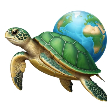Green turtle with globe as shell sticker