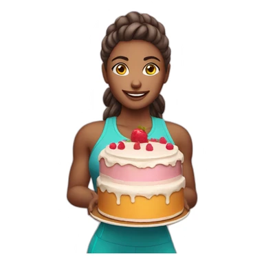 Fitness Trener girl with cake sticker