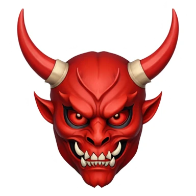 red demon mask face sticker