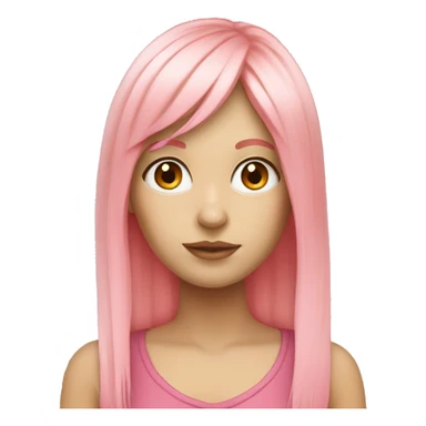 white girl with orange long hair and bangs wearing pink  sticker