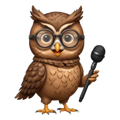 owl wearing glasses singing with microphone sticker