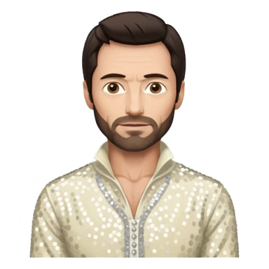 Hugh Jackman with Dark Brown Hair, Ivory Sequin Outfit sticker