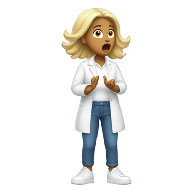 shocked woman hands up white shoes sticker