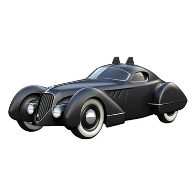  the animated series aerodynamic futuristic concept Batmobile loosely based on 1936 cord 812 Ford (flat long straight faceted mechanical body) finned stealthy street hot rod  sticker