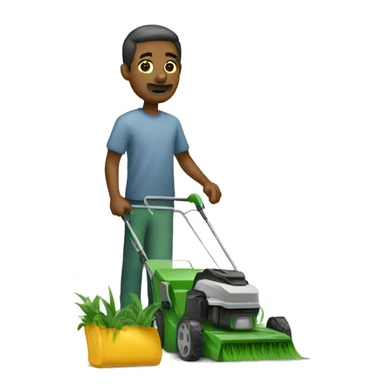 man with lawnmoer sticker