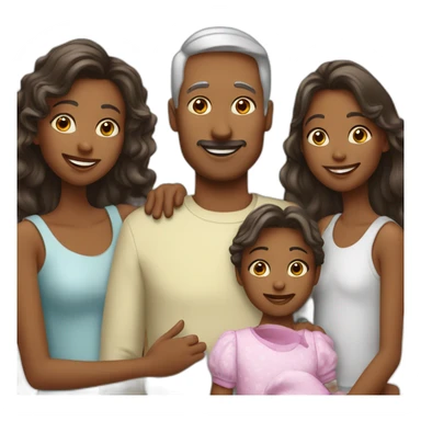Famille blanche. Maman et papa et 3 filles enfants sticker