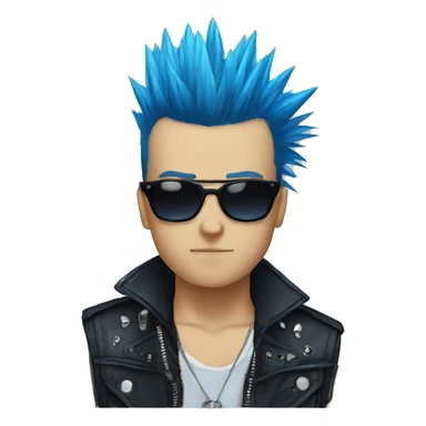 punk, blue mohawk, sunglasses, anime sticker
