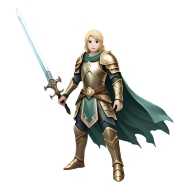 An icon representing an RPG, inspired by Elden Ring, featuring a lone warrior standing on a cliff overlooking a vast, mystical landscape. The design includes intricate armor, a glowing sword, and a majestic, otherworldly sky. Transparent background sticker