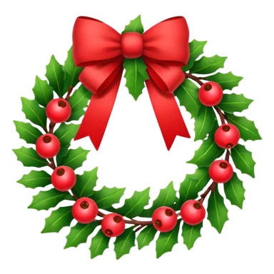 Christmas wreath with red berries and red bow sticker