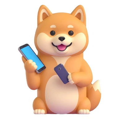 shiba inu holding a phone sticker