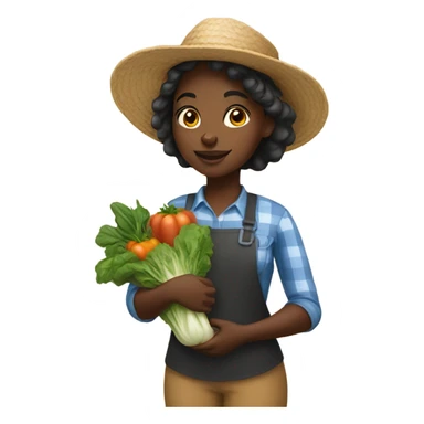 black girl farming holding vegetables sticker