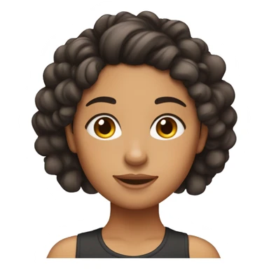 Hispanic girl comfortable with a messy curly bun hairstyle  sticker