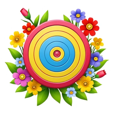 A colorful bullseye target with spring flowers around it sticker
