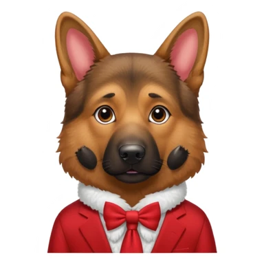 German ShepherdDog with NeckBow in red suit. sticker