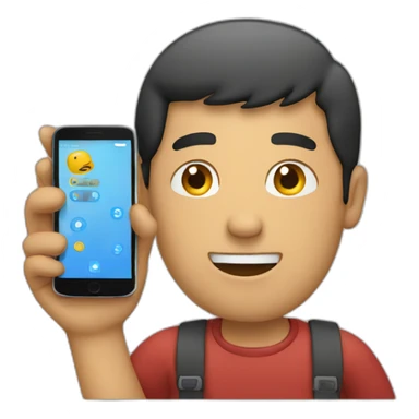 A man talks into a mobile phone sticker