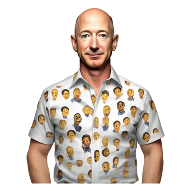 Jeff Bezos wearing a HAZA group shirt sticker