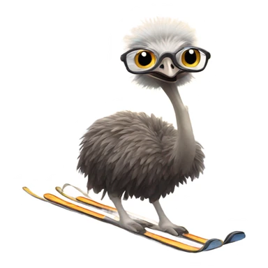 Ostrich on skis   sticker
