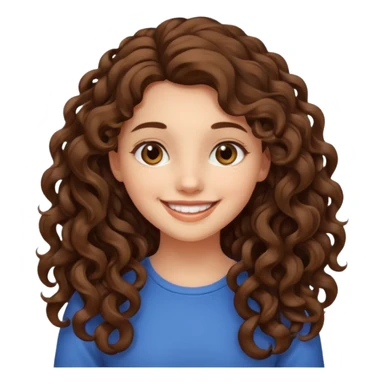 crée moi une jeune fille très belle avec les cheveux bouclés long brune sticker