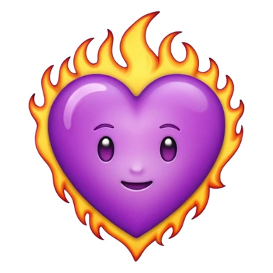 Coração roxo com chamas emoji iPhone sticker